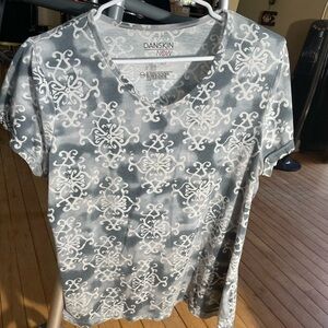 Danskin Short Sleeve Tee - Gray and White Floral